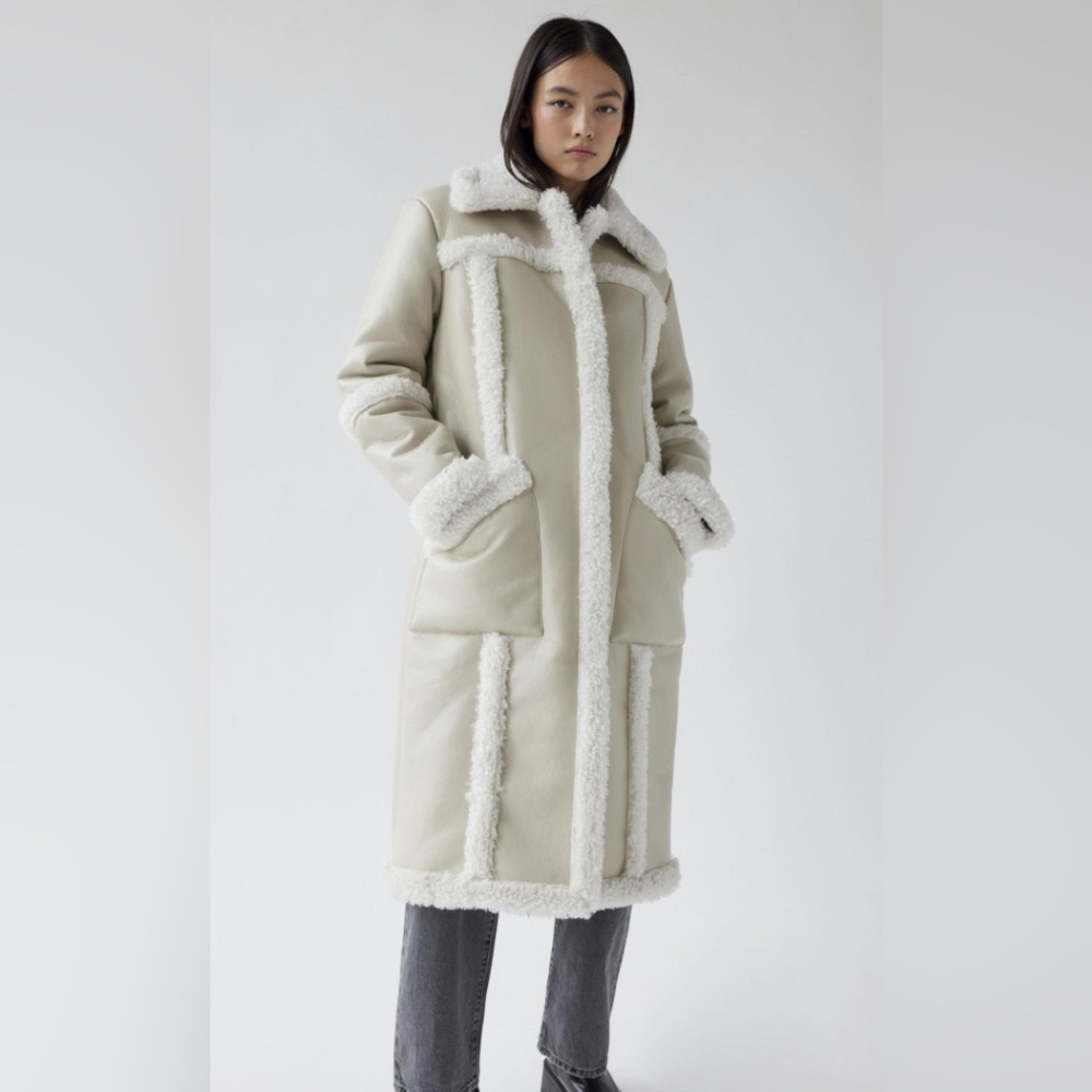 Urban Outfitters - Willa Faux Leather Fleece Longline Jacket